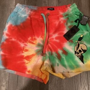 Ed Hardy  Bird Skull Shorts, Size Medium, Color Red, Yellow, Green, Blue NEW